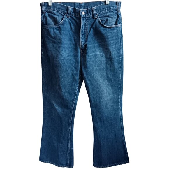 Vintage 1970's 36x30 Jeans Levis 646 0217 Denim Bellbottom Orange Tab Talon 42 - Picture 15 of 16